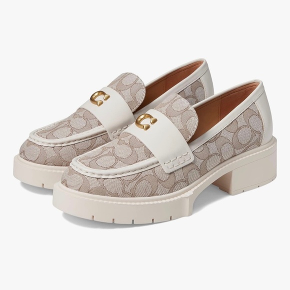 Coach women’s Leah Jacquard Beige Chunky Loafer size 10 - Picture 1 of 16